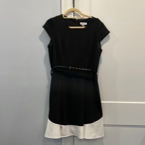 Calvin Klein Black and White belted dress